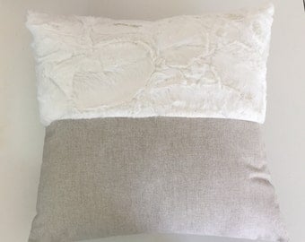 Boho pillow, Decorative pillow, linen pillow, minky pillow, natural pillow, bedroom , dorm decor