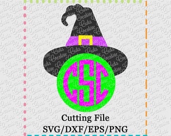 EXCLUSIVE SVG eps DXF Witch Hat Monogram svg Halloween svg witch svg halloween witch svg monogram svg halloween monogram svg witch hat svg