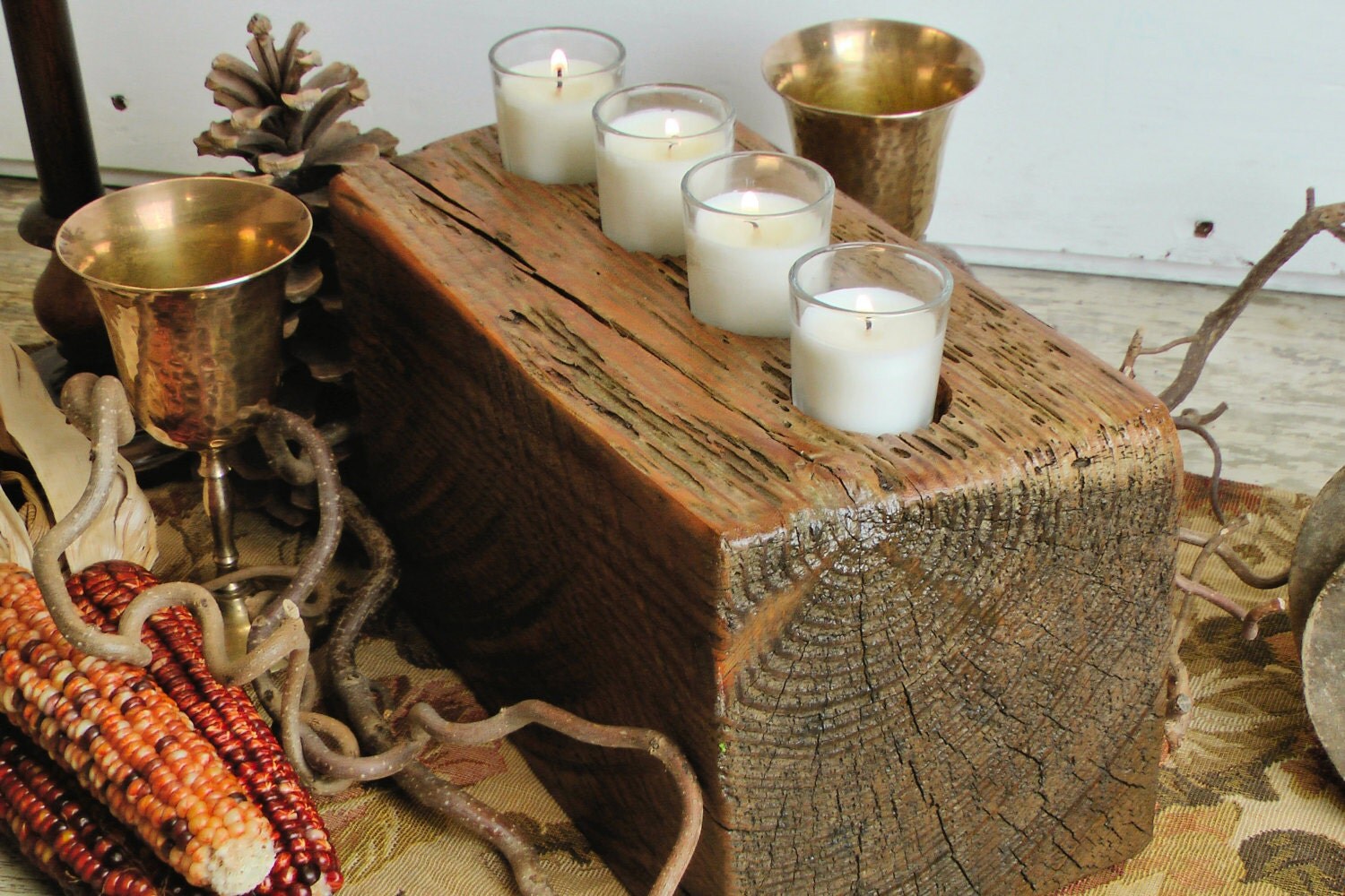 rustic candle kitchen table centerpieces