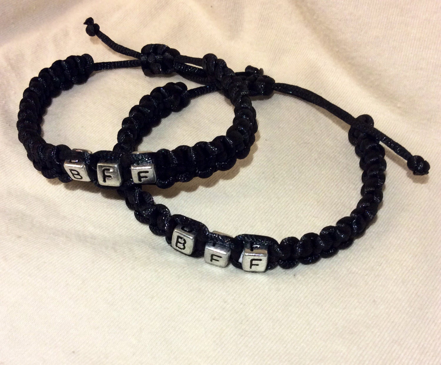 Black friendship bracelet set by BraceletsByClaud on Etsy