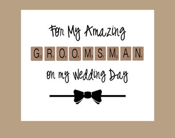 Groomsman Card, Groomsman Thank You Card, Wedding Card, Bridal Party Card, Groomsmen Card, Groomsman Gift, Rustic Wedding Party Card