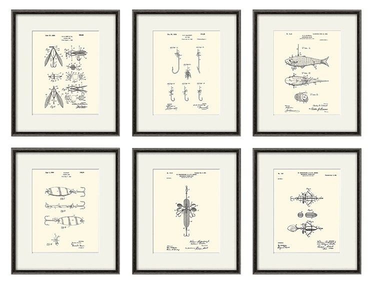 Fishing lure art Patent art print fishing art print patent