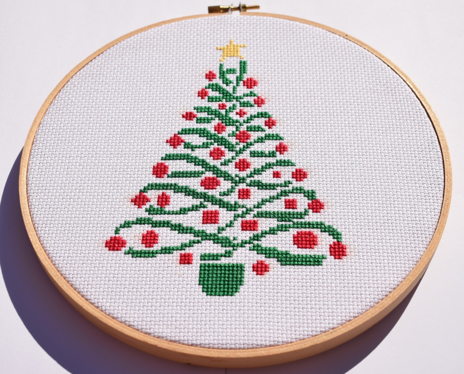 Christmas tree cross stitch pattern / Modern Christmas cross