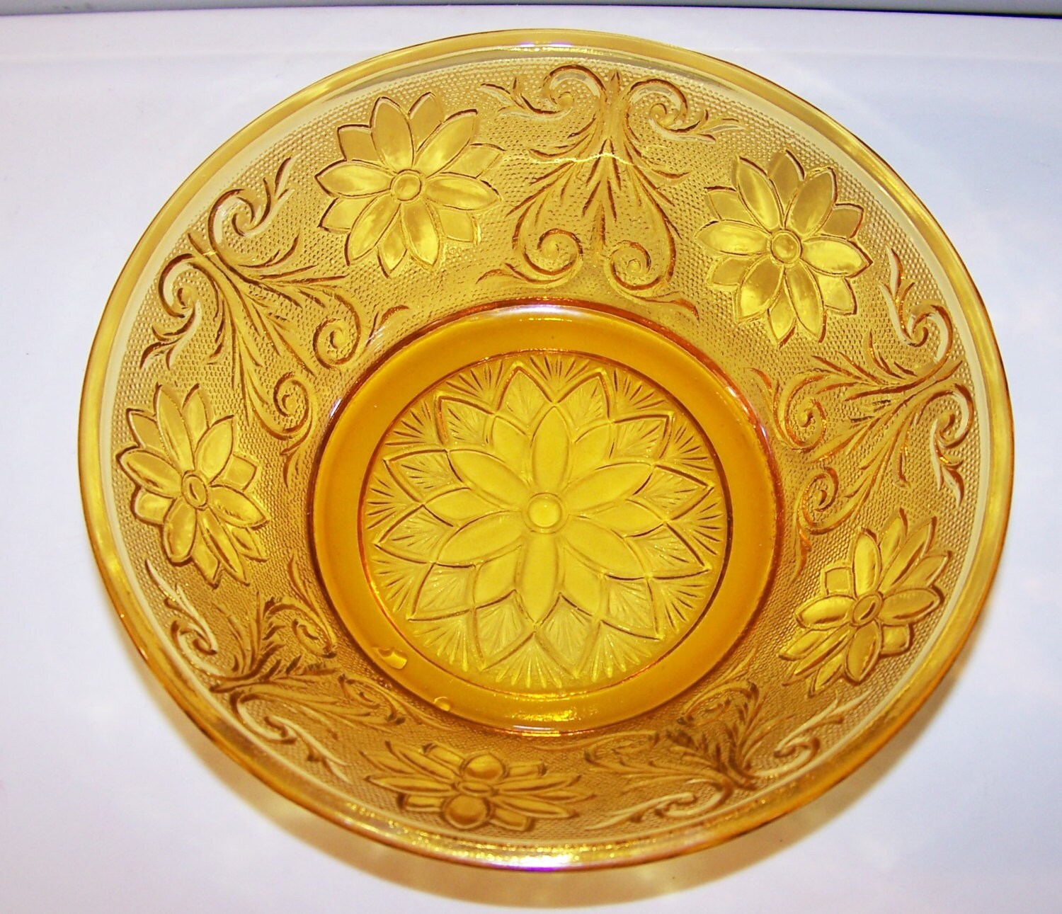 Amber Tiara Serving bowl by the Indiana Glass Company.
