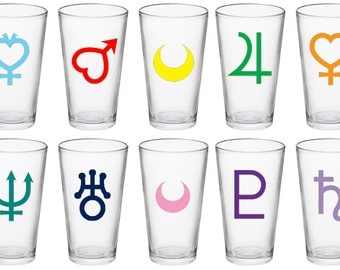 16oz Pint Drinking Glass | Sailor Moon | Inner & Outer Senshi/Scouts