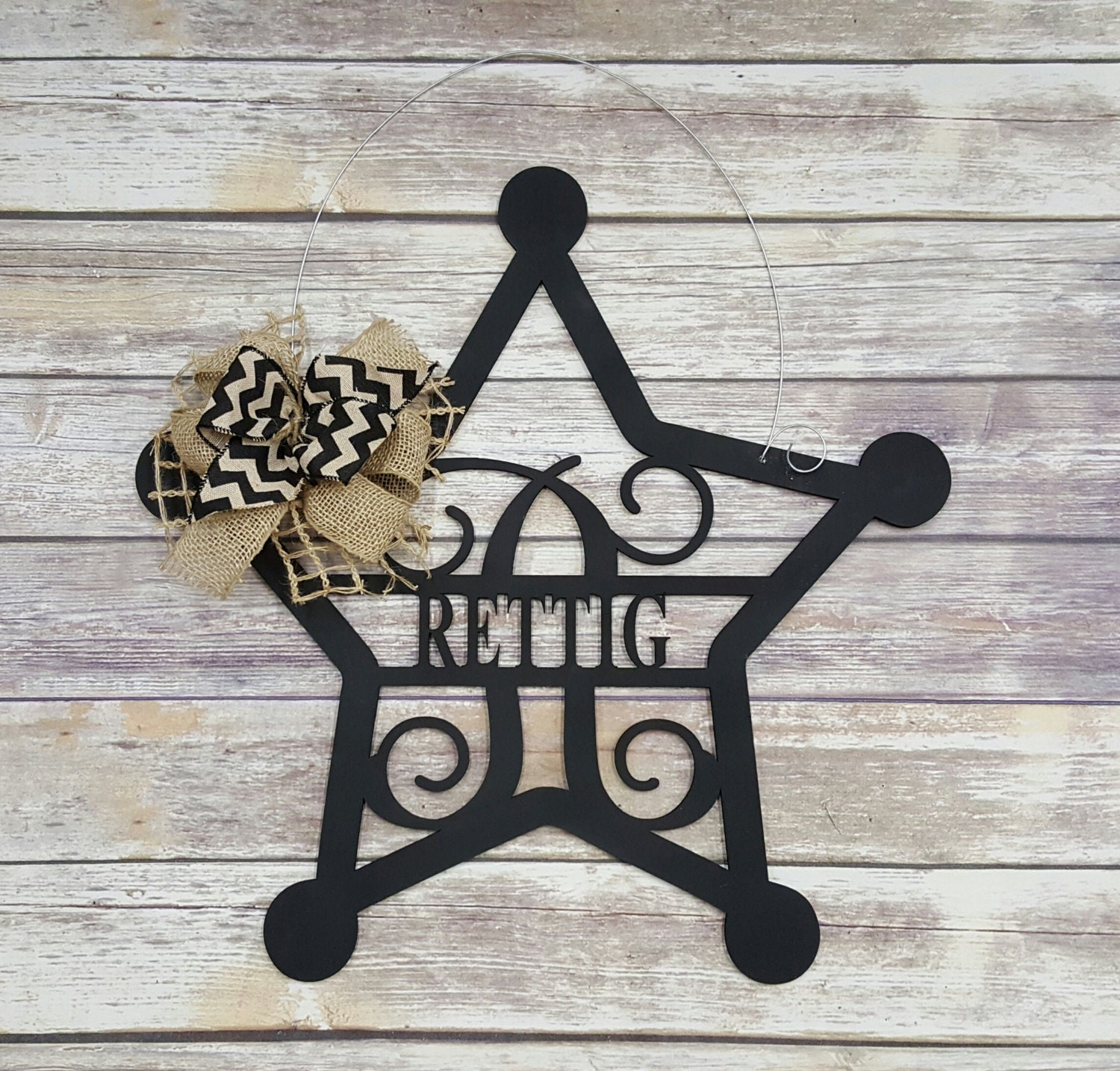 Personalized Sheriff Door Hanger Badge Wreath Law