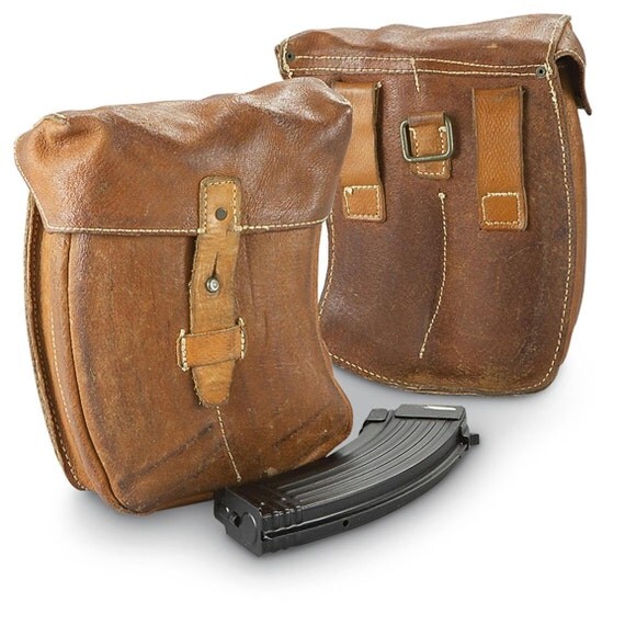 Vintage Czech army leather AK47 ammo belt pouch military
