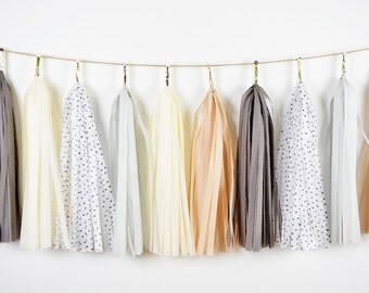 Grey Neutrals Tassel Garland, Grey Nursery Garland, Neutral Nursery, Neutral Garland, Grey Garland, Grey Tassel Garland, Grey Boy Birthdeay