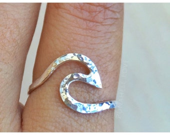 Wave Ring, Nalu Ring, silver wave ring, gold wave ring
