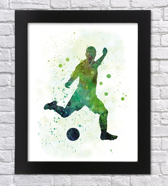 Soccer Player Watercolor Art Soccer Printable Art Soccer