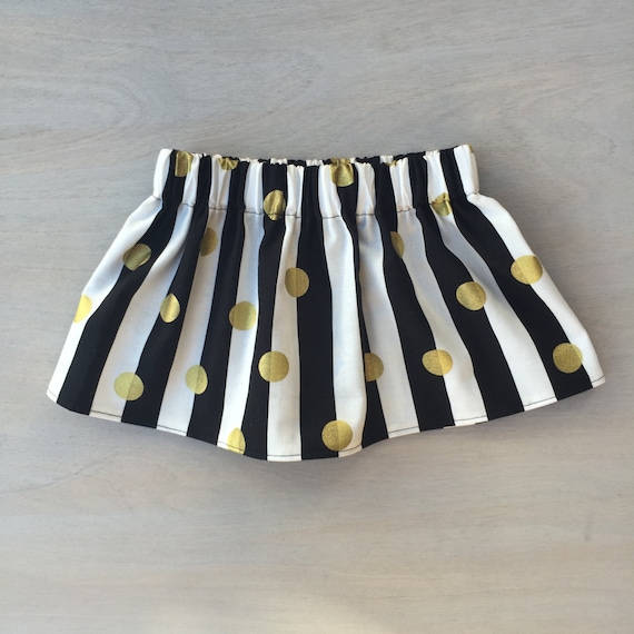 Black White & Gold Skirt Baby Skirt Toddler Skirt