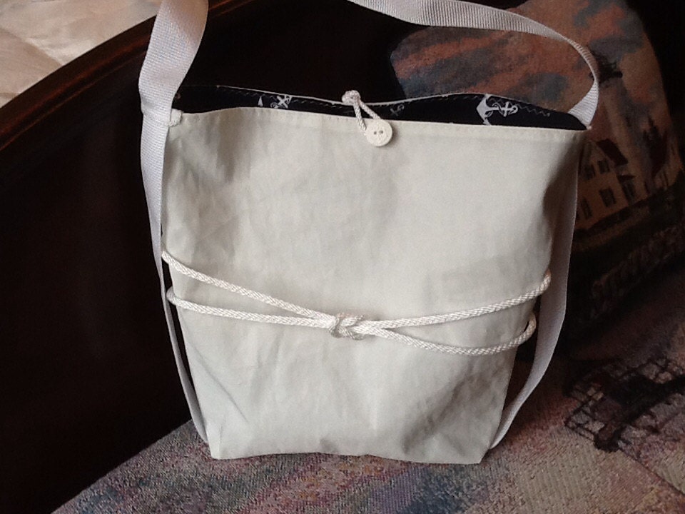 Recycled sail cloth tote bag purse sailbag nautical fully