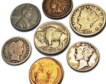 Rare Coins Collection - Silver Coins - Barber Dime - Mercury Dime - Indian Head Penny - Buffalo Nickel - V Nickel - BU & Steel Wheat Pennies