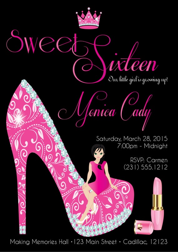 Sweet Sixteen Birthday Invitation • Sweet 16 Birthday Invitation