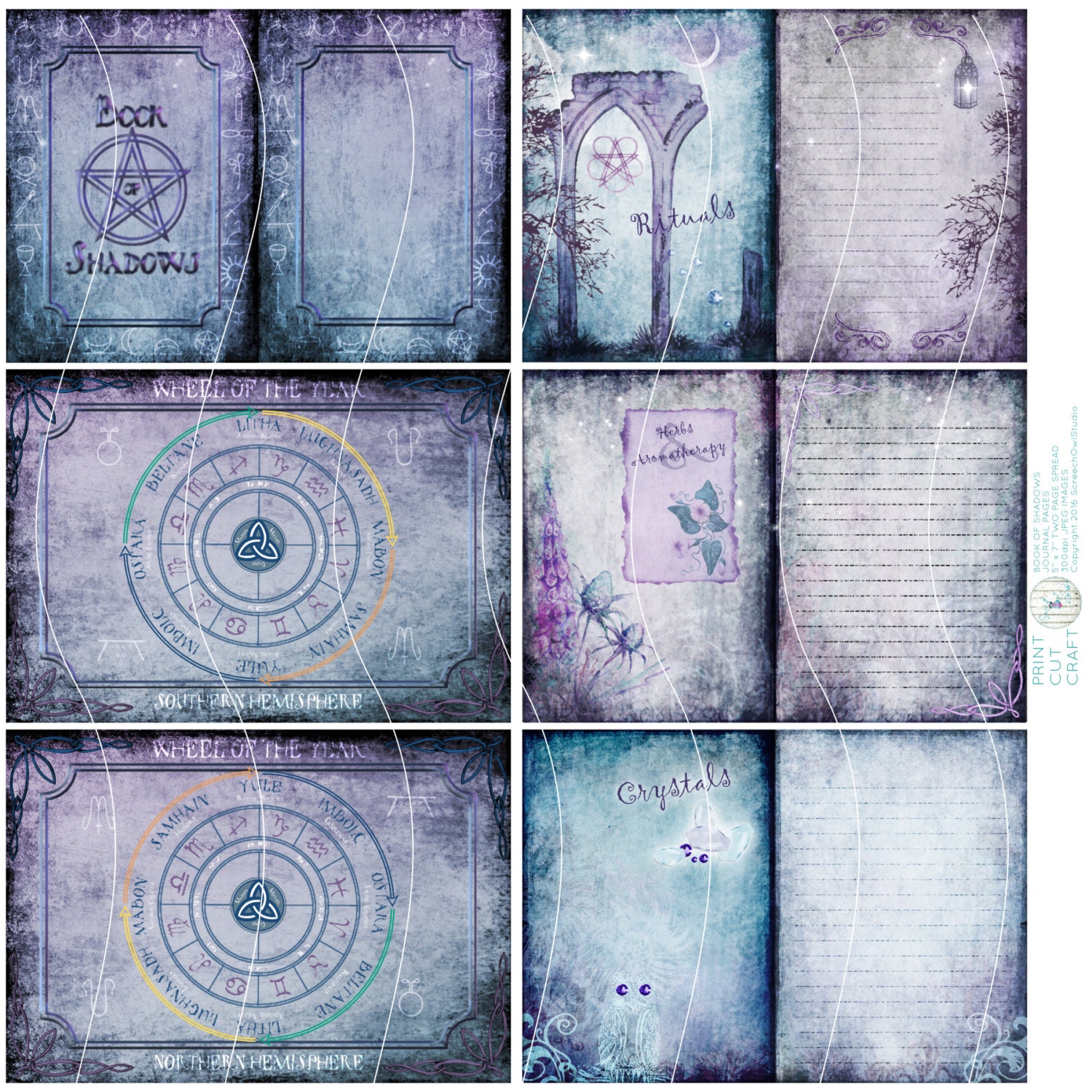 Book of Shadows Grimoire Journal Pages Wheel of the Year