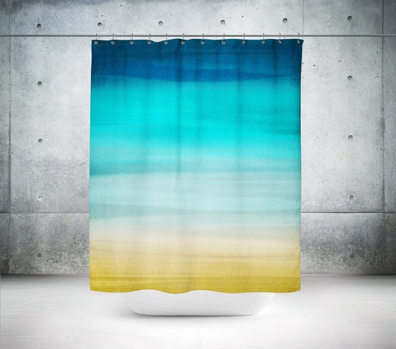 Abstract blue teal Shower Curtain Modern by HomeDecorativeDesign