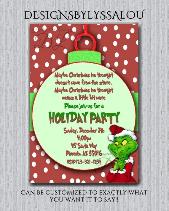 Mr Grinch holiday party invite