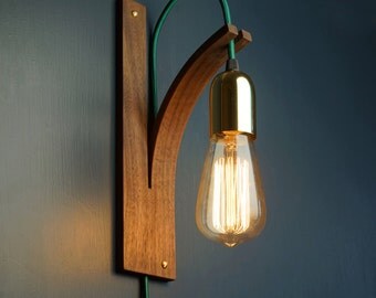 English Oak Bracket Wall Light by LayerTree on Etsy