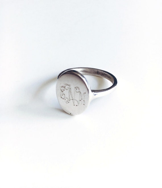 Vintage Sterling Silver Monogrammed Ring by GustyTreasures