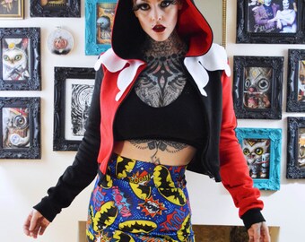 Harley Quinn Cropped Cosplay Hoodie Jacket