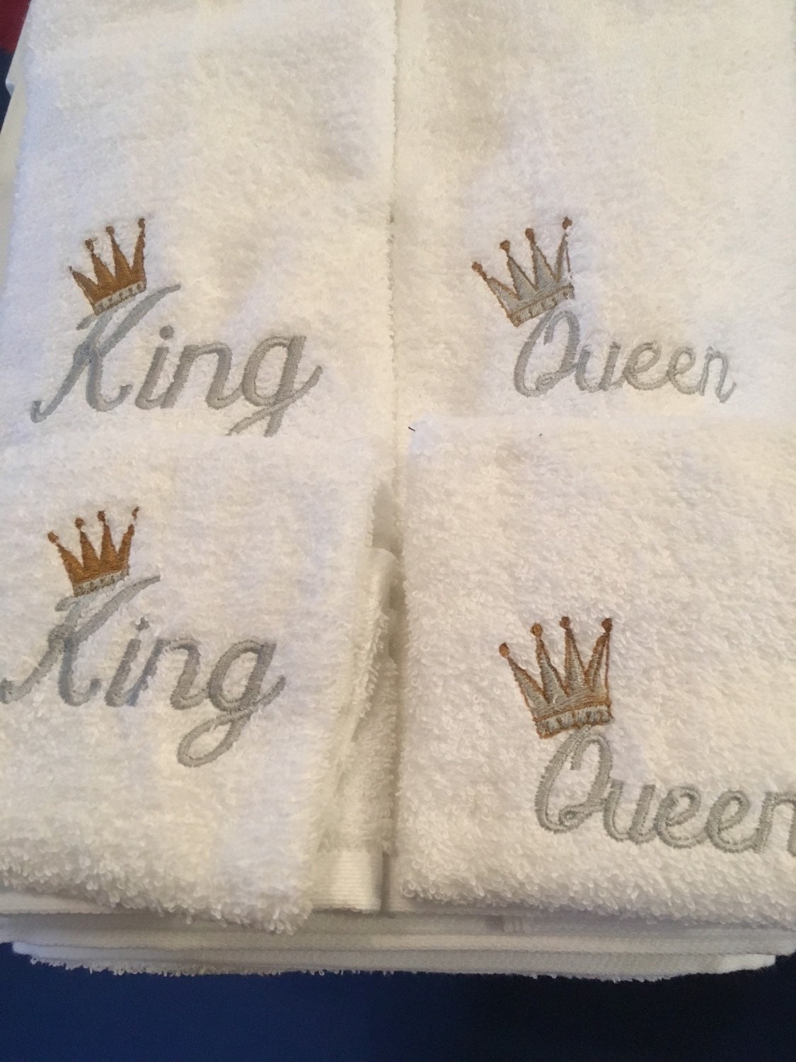 King and Queen embroidered 6 piece bath towel set by SewingDone