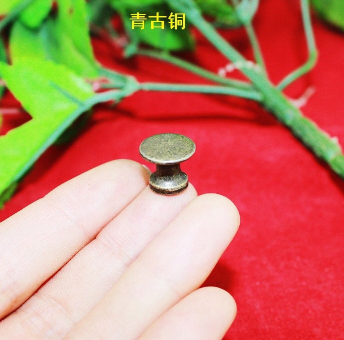 4 Button Small Knobs Vintage Metal Drawer Knob by SiberHardware