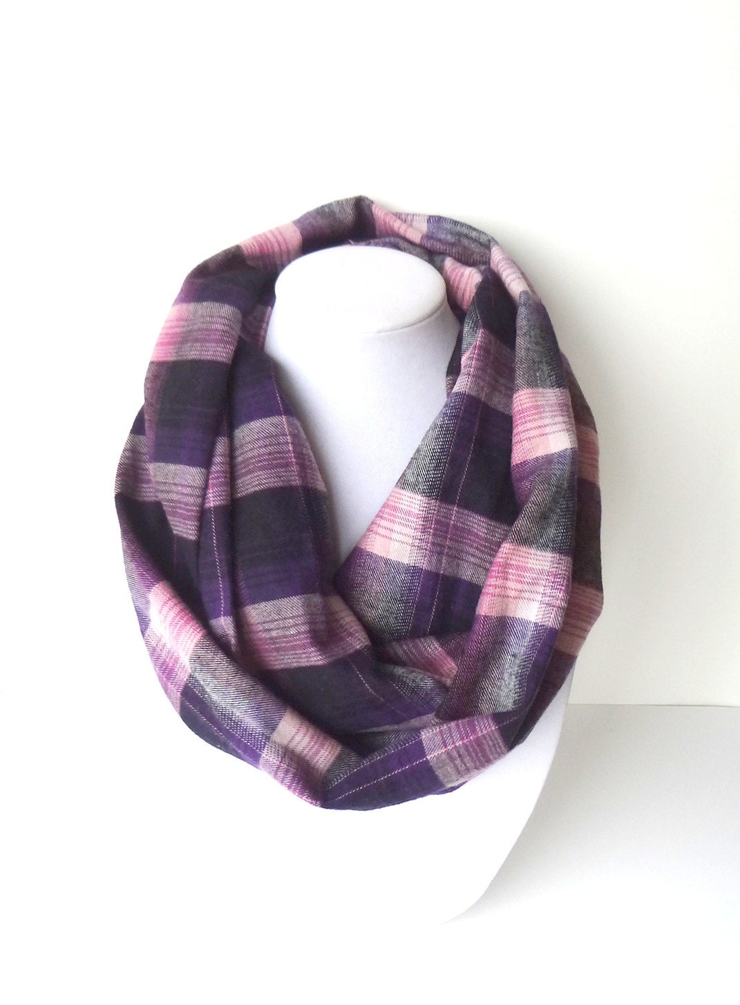 Plaid Infinity Scarf Purple Plaid Scarf Circle scarf Purple