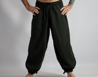 BAGGY PANTS ARMY Green - Steampunk, Medieval Renaissance Clothing, Viking Pants, Pirate Pants, Peasant Pant, Pirate Costume, Larp - Zootzu