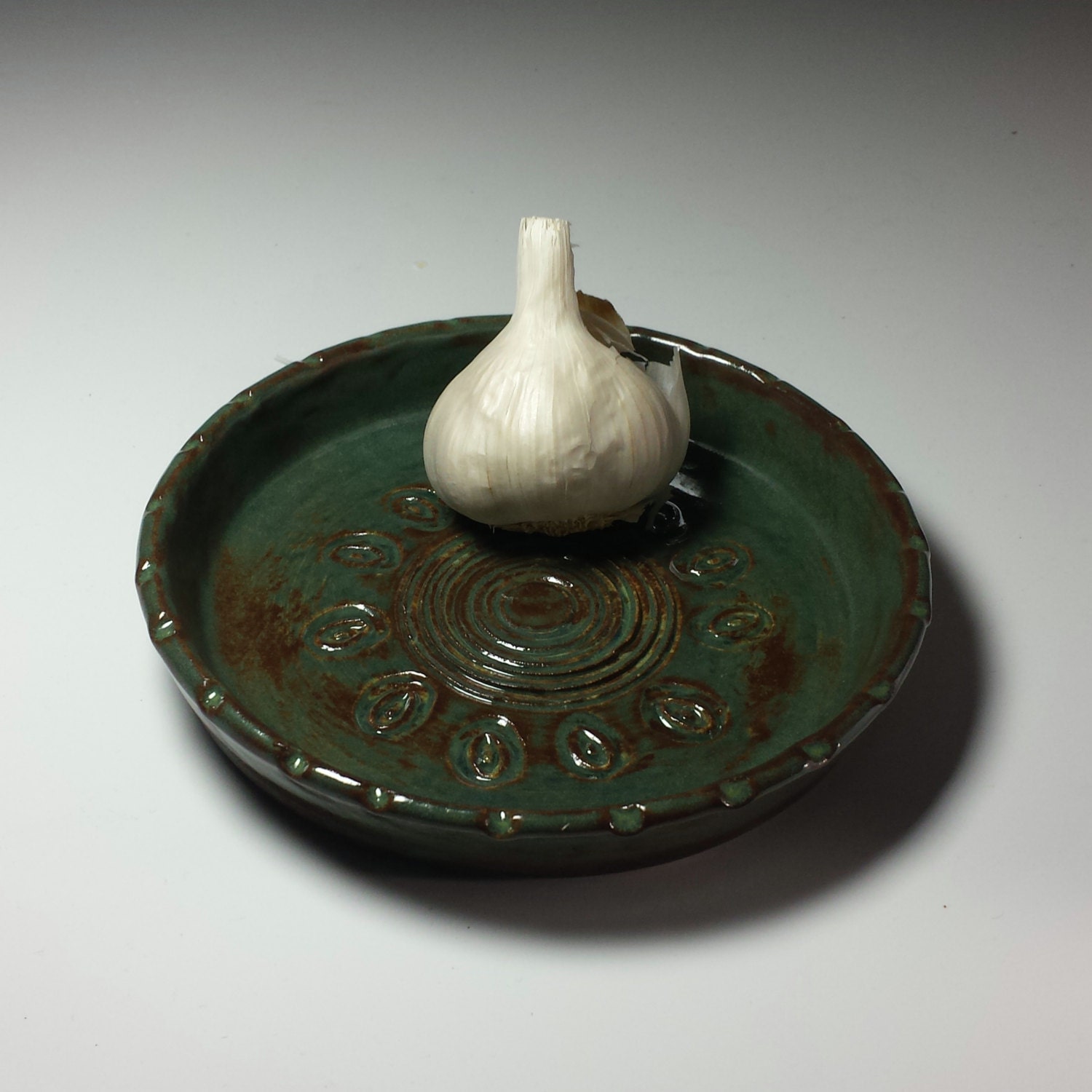 Pottery Garlic Grater Dish,Ceramic Garlic Grater Dish,Green Garlic Dish