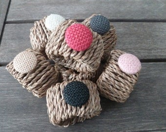 Burlap button 7/8" - 23 mm