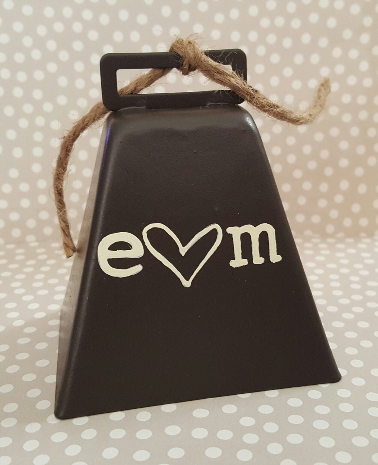 Rustic Wedding Kissing Bell 2 Sided Monogrammed Kissing Bell