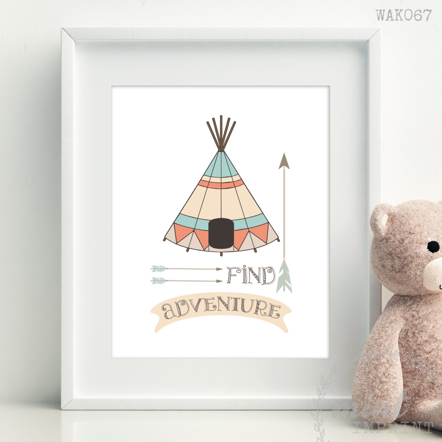 Teepee Print / Find Adventure Tribal Nursery Print / Boys