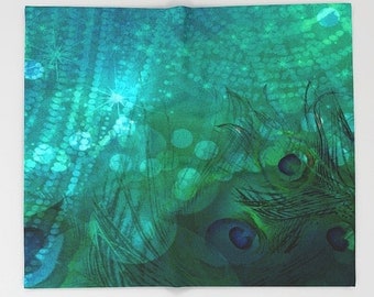 Fleece Blanket, Abstract Peacock Blanket