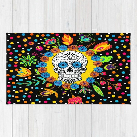 Items similar to Sugar Skull RugSugar SkullsThrow RugsArea Rug