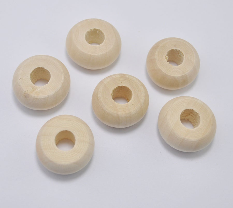 20pcs round flat wooden beads supplyNatural Wooden