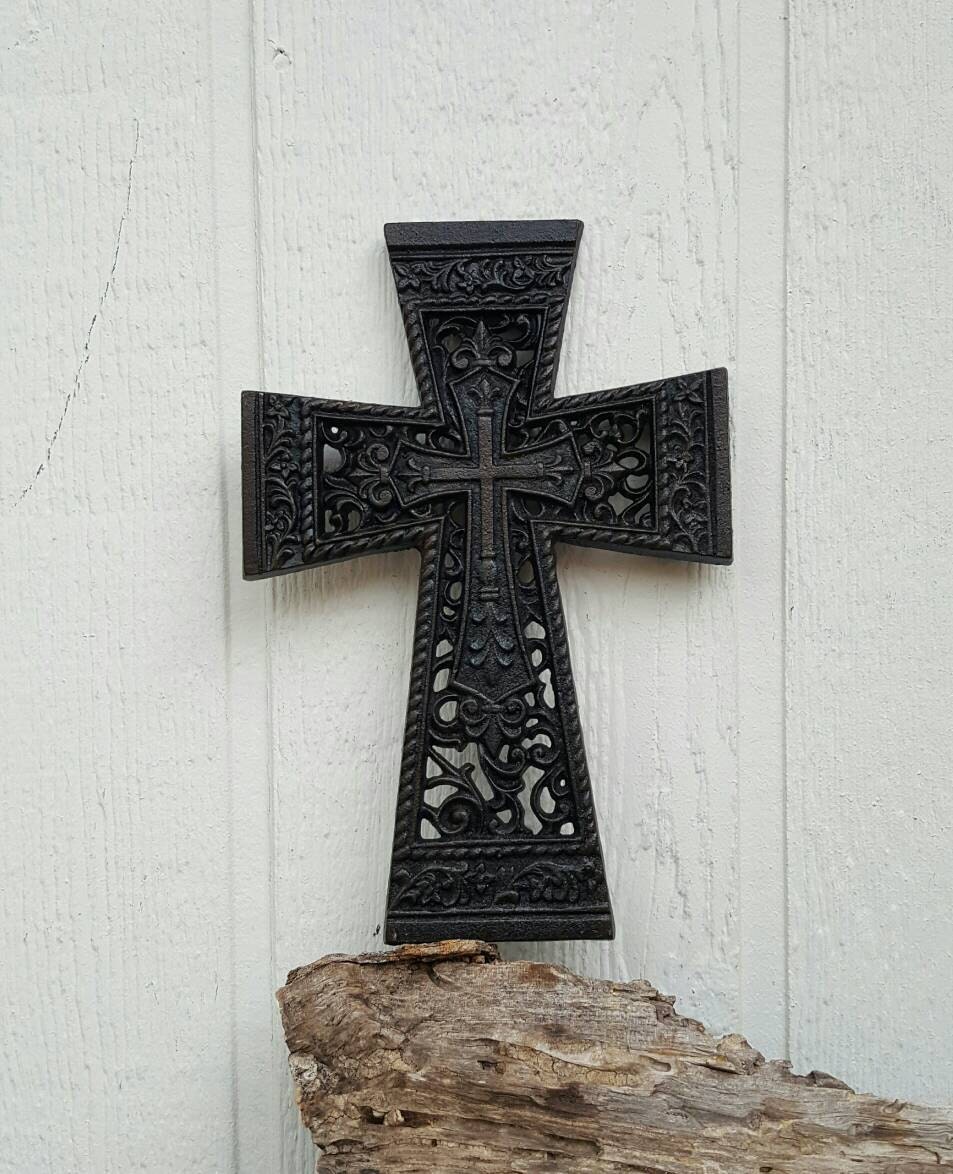 wall cross cast iron cross celtic decorative cross by TheMetalBarn