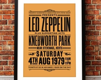Led Zeppelin inspired concert poster, Led Zeppelin art print, music print, Led Zeppelin, concert poster,70's music, rock music