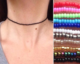 Choker Necklace, Seed Bead Choker Necklace, Beaded Choker Necklace, Choker, Stretch Choker Necklace, Stretch Necklace, Bead Necklace