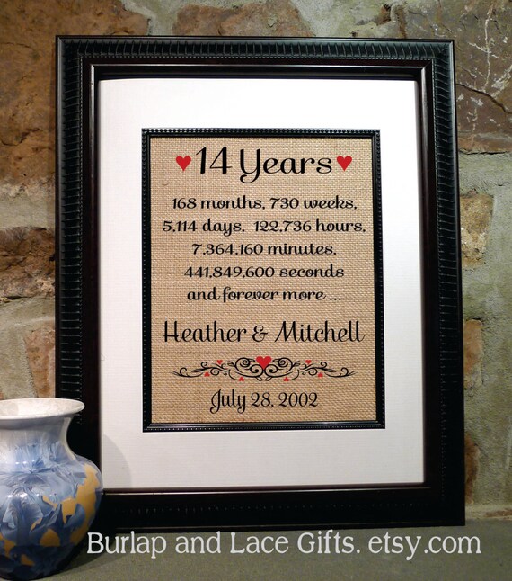 14th Anniversary Gift 14 Years Together Years Months Weeks Days ...