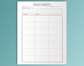 Printable Weekly Planner Letter Weekly To Do List Planner Week One Page Weekly Tasks Week Planner Week At A Glance. Instant Download PDF