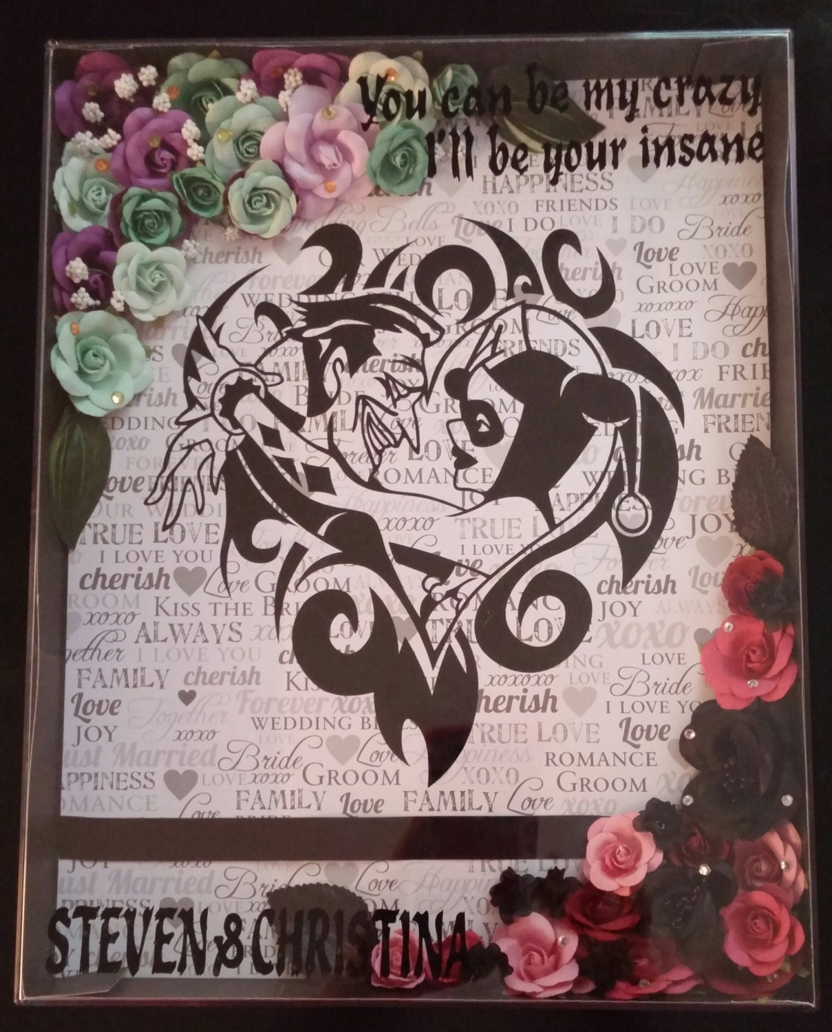 Joker and Harley Quinn Wedding Shadow Box Personalized Custom