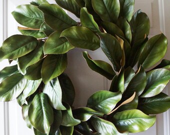 Magnolia Wreath, Leaves Wreath, Magnolias, Spring Leaves Wreath, Door Wreath, Year Round Wreath