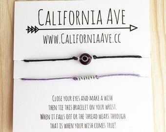 Evil Eye Wish Bracelet Set - Purple