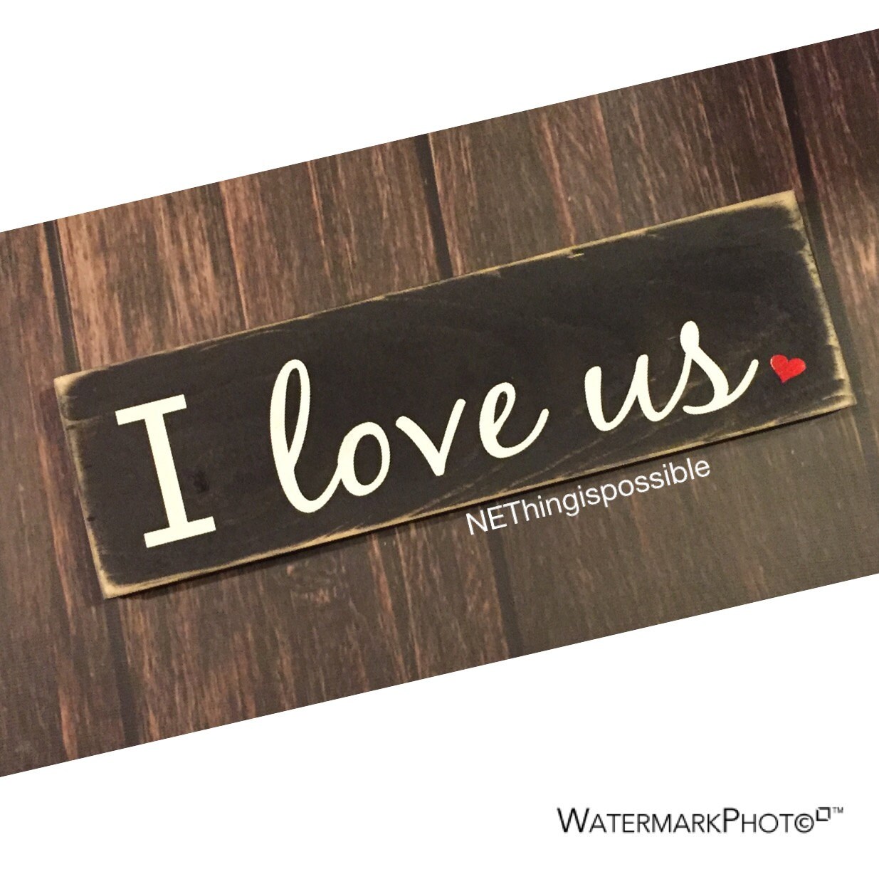 I love us wooden sign home decor anniversary present