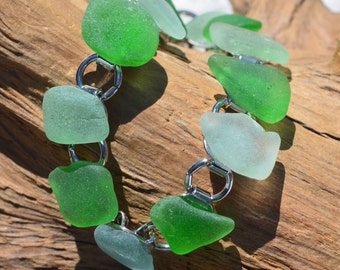 Shades of Green Sea Glass Bracelet
