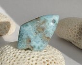 Big Dominican Larimar Sky Blue Rustic Caribbean Diamond bohemian unisex surfer necklace Dolphin  stone polished drilled 15g 75ct OOAK