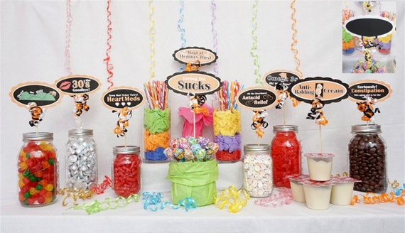 40th Candy Buffet Signs available in 9 colors 40th Birthday