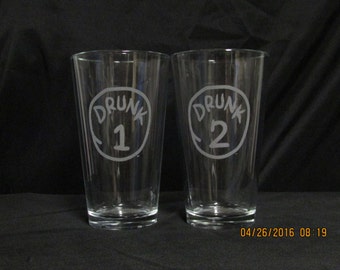 Drunk 1 Drunk 2 - Small Beer Glasses (Set of 2)