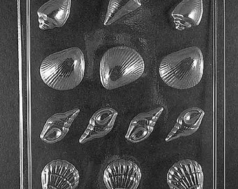 Seashell Assortment Chocolate Candy Mold with Exclusive FlavorTools Copyrighted Chocolate Molding Instructions N061