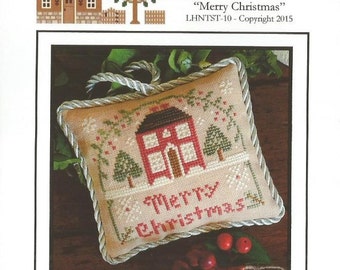 LITTLE HOUSE NEEDLEWORKS "Merry Christmas" | The Sampler Tree Ornament Series | Counted Cross Stitch Pattern | House, Holly, Trees